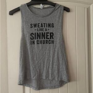 SWEATING LIKE A SINNER IN CHURCH  gym workout Women's Muscle Tank Top L